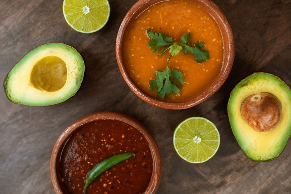 Homemade Salsas — Chilli-and-tomato based sauces, mild through hot.