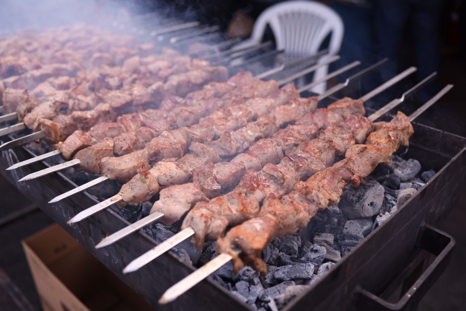 Persian kabob and saffron rice, representative of the menu